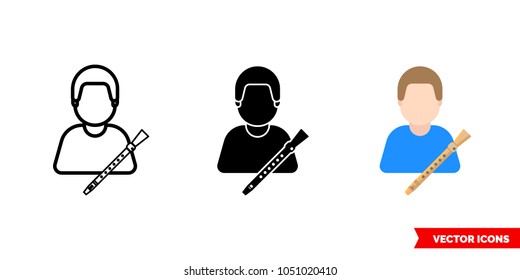 Hornist wind jammer icon of 3 types: color, black and white, outline. Isolated vector sign symbol.