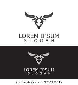 Horns Animal bull simple logo design vector template