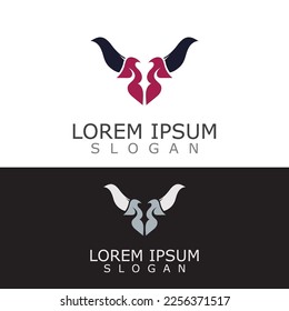 Horns Animal bull simple logo design vector template