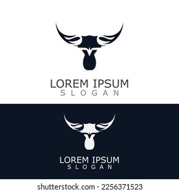 Horns Animal bull simple logo design vector template