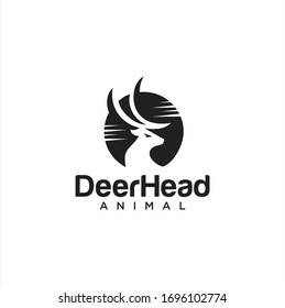 Horns, antelopes, elk, moose, Cervinae,muntjac, fallow deer, chital, Capreolinae, reindeer, chevrotains, Ruminantia And deer Logo Retro Hipster Design Illustration.