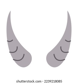 Horns and antlers vector illustration. Horns of african gazelle as trophies isolated on white background. Wildlife, hunting concept