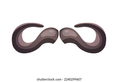 Horns composition with isolated colourful horning paired images for doodle mask on blank background vector illustration