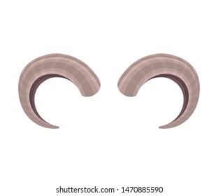 Horns are curved into a semiring. Vector illustration on white background.