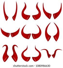 Horns of the devil, realistic horns of the devil of red color. Flat design, vector illustration, vector.