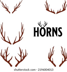 horns of different shape isolated, vector illustration