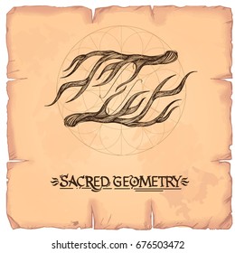 Horns. Element in the style of Boho. Contour illustrations for the creation of tattoos, coloring, clothing design and printed products.