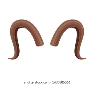 Horns in the form of a loop pointing down. Vector illustration on white background.