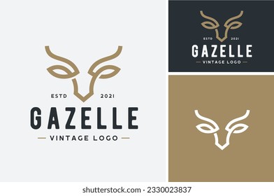 Horns Gazelle Impala Antelope Deer Antler for African Wildlife Classic Premium Vintage Retro Logo Design