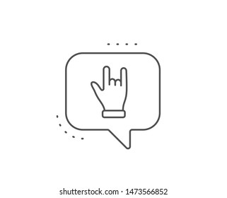 Horns hand line icon. Chat bubble design. Two fingers palm sign. Gesture symbol. Outline concept. Thin line horns hand icon. Vector