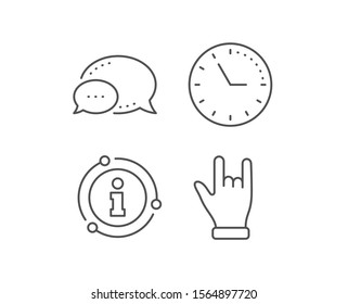 Horns hand line icon. Chat bubble, info sign elements. Two fingers palm sign. Gesture symbol. Linear horns hand outline icon. Information bubble. Vector