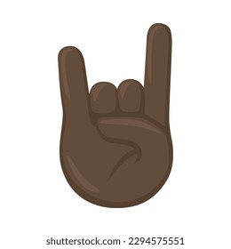 Horns Hand Sign Emoji Icon Illustration. Black Lives Matter Vector Symbol Emoticon Design Clip Art Sign Comic Style.