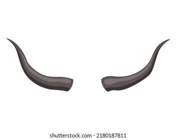 Horns. Hunting trophy. Vector horned wild animal. Pairs of antlers. Vector illustration of hunted animal, wildlife decoration concept