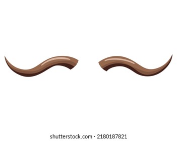 Horns. Hunting trophy. Vector horned wild animal. Pairs of antlers. Vector illustration of hunted animal, wildlife decoration concept