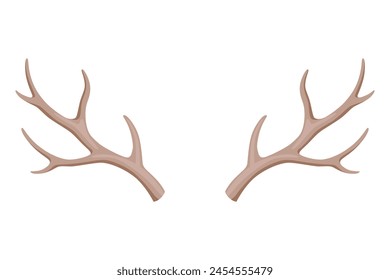 Horns. Hunting trophy. Vector horned wild animal. Pairs of antlers. Vector illustration of hunted animal, wildlife decoration concept