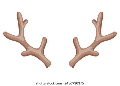 Horns. Hunting trophy. Vector horned wild animal. Pairs of antlers. Vector illustration of hunted animal, wildlife decoration concept