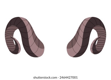 Horns. Hunting trophy. Vector horned wild animal. Pairs of antlers. Vector illustration of hunted animal, wildlife decoration concept