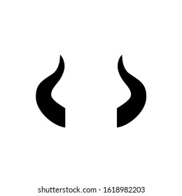 Horns icon, logo isolated on white background. Horns of the bull, goat, devil