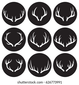 Horns icons set. White on a black background