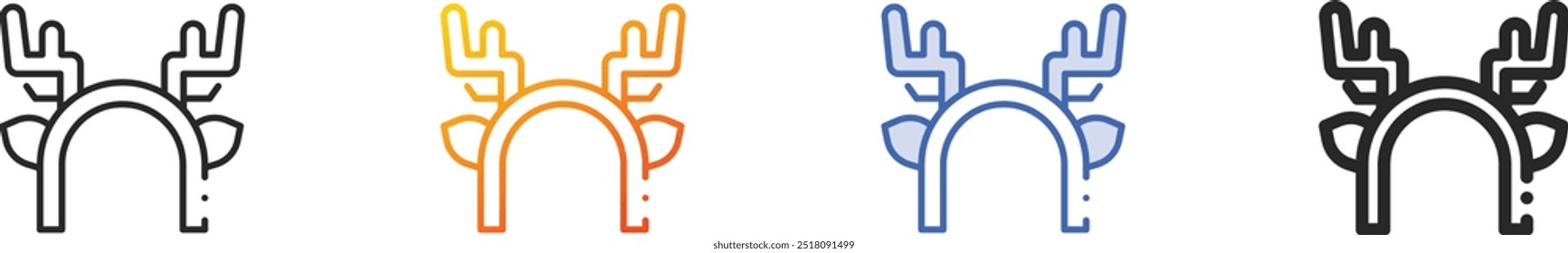 Icono de cuernos. Diseño lineal delgado, degradado, trazo azul y estilo audaz aislado sobre fondo blanco