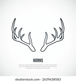 Horns line icon. Decorative deer antlers. Vector illustration.