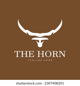 Horns Logo, Long Horned Texas Bull Bull Vector, West Country Old Vintage Design, Silhouette Illustration Icon