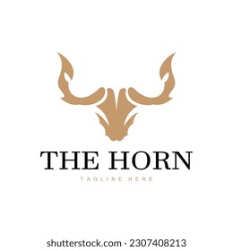 Horns Logo, Long Horned Texas Bull Bull Vector, West Country Old Vintage Design, Silhouette Illustration Icon