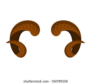 Horns ram template isolated. Farm animal Vector illustration