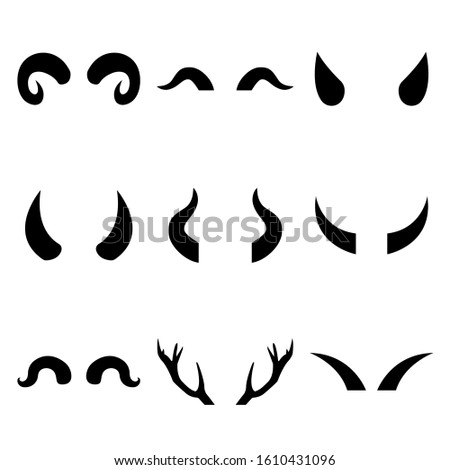 Horns set icon, logo isolated on white background