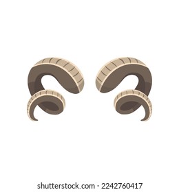 Horns of sheep vector illustrations set. Cartoon drawing of shape of horns of wild animal isolated on white background. Wildlife, hunting, decoration concept