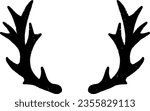 Horns, symmetrical composition. Illustration in linocut style, stylization, rustic style. Vector element for design