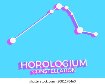 Horologium constellation 3d symbol. Constellation icon in isometric style on blue background. Cluster of stars and galaxies. Vector illustration