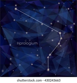 Horologium constellation in night sky, background s a triangulation