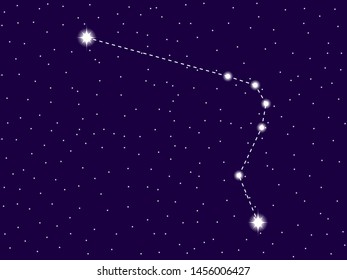 Horologium constellation. Starry night sky. Zodiac sign. Cluster of stars and galaxies. Deep space. Vector illustration