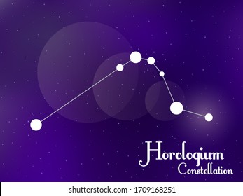 Horologium constellation. Starry night sky. Cluster of stars, galaxy. Deep space. Vector illustration