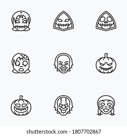Horor icons set line with white background - vector