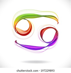 Horoscope: abstract color sign of the zodiac - Cancer, beautiful illustration, VECTOR