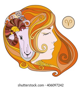 Horoscope Aries. Vector illustration for design