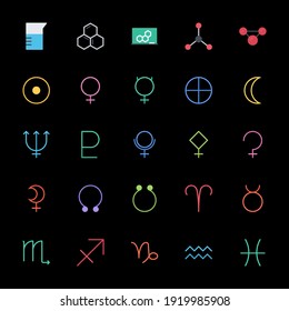 horoscope astrology line icons vector