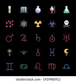 horoscope astrology line icons vector