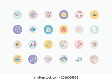 Horoscope astrology a set of stickers with zodiac signs and elements of the cosmos
