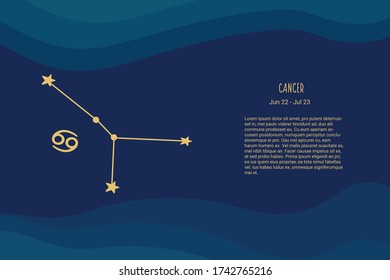 Horoscope background. Cancer sign. Vector horoscope background. Cancer constellations.