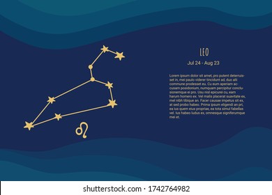 Horoscope background. Leo zodiac sign. Horoscope vector background. Leo constellations