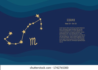 Horoscope background. Zodiac sign Scorpio. Horoscope vector background. Constellation scorpio