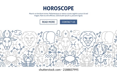 Horoscope Banner Design. Vector Illustration of Outline Template.