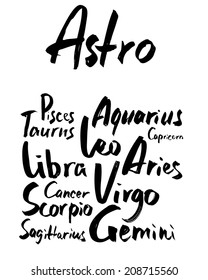 Horoscope. Calligraphy on a white background. Vector.