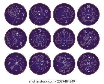 Horoscope characters. Zodiac signs scorpio cancer scales the bull the archer astrology gemini leo recent vector symbols collection