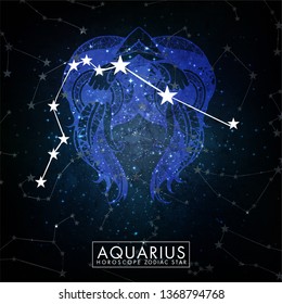 Horoscope Constellation Zodiac Space Star Vector aquarius.