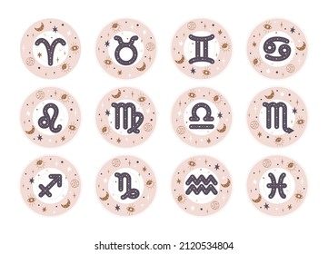 Horoscope elements vector - Zodiac astrology signs set. Esoteric symbols for logo or icons. Isolated on white background.