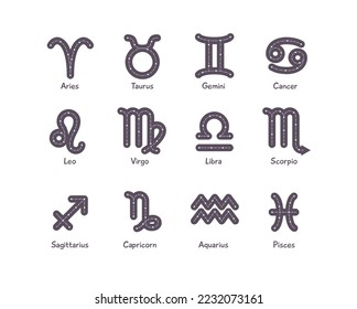 Horoscope elements vector - Zodiac astrology signs set. Esoteric symbols for logo or icons. Isolated on white background.